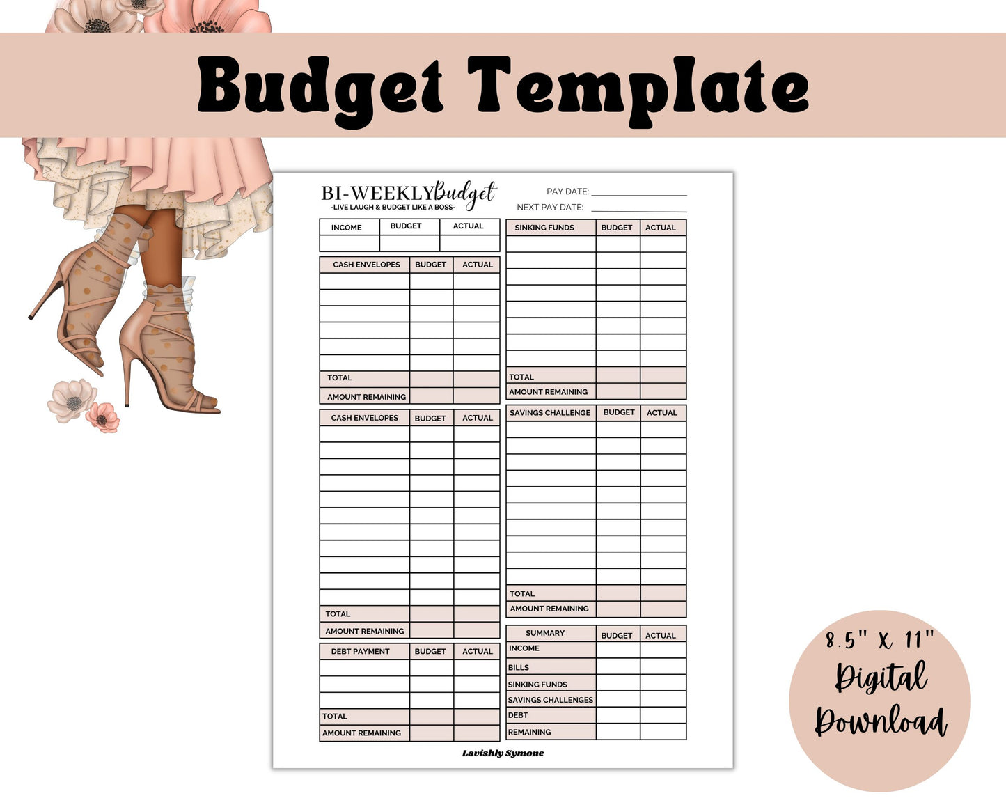 Bi-Weekly Budget Template | Digital Download