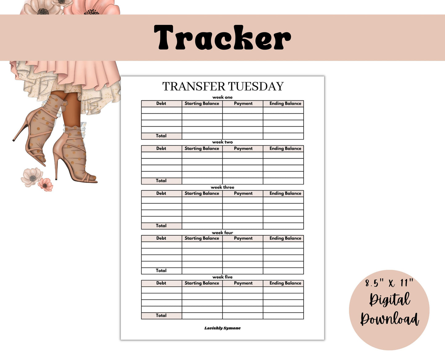 Transfer Tuesday Debt Payment Tracker | Digital Download