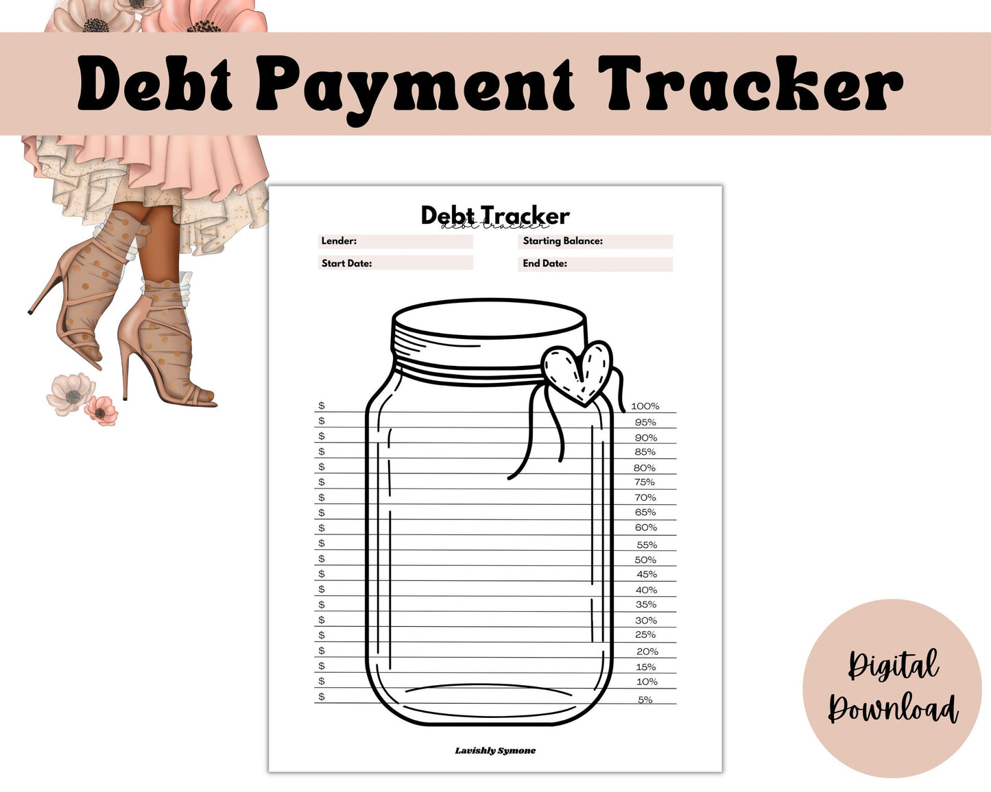 Mason Jar Debt Payment Tracker | Digital Download