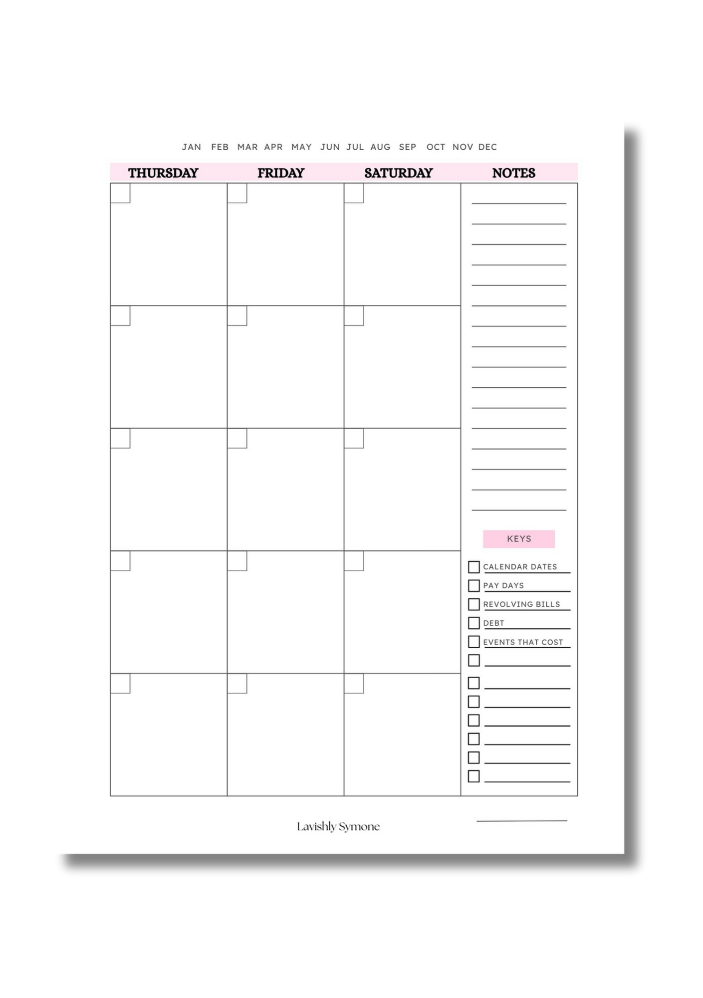 Monthly Bills & Paycheck Calendar Template (2 pages) | Digital Download