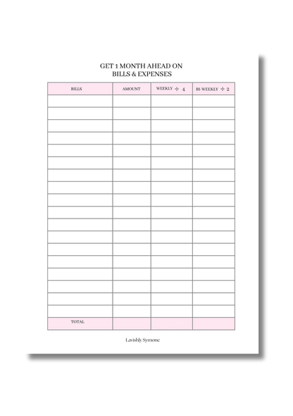 One Month Ahead Template | Digital Download