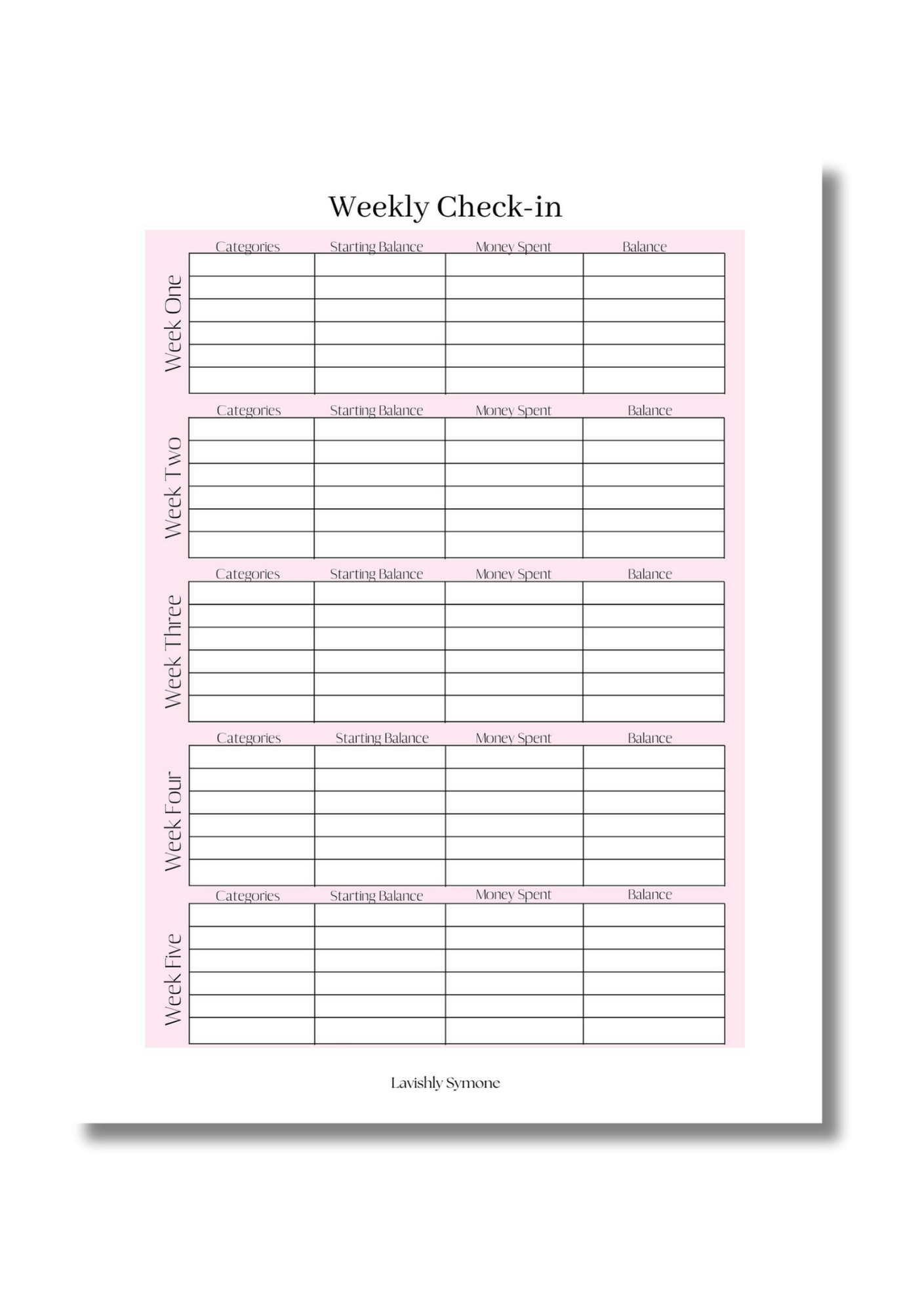 Weekly Check-in Template | Digital Download