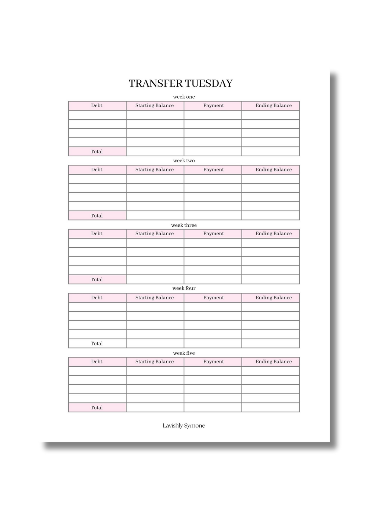 Transfer Tuesday Template | Digital Download