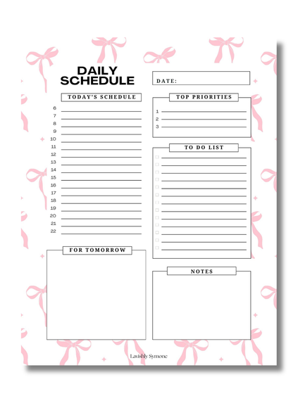 Daily Schedule Template | Digital Download