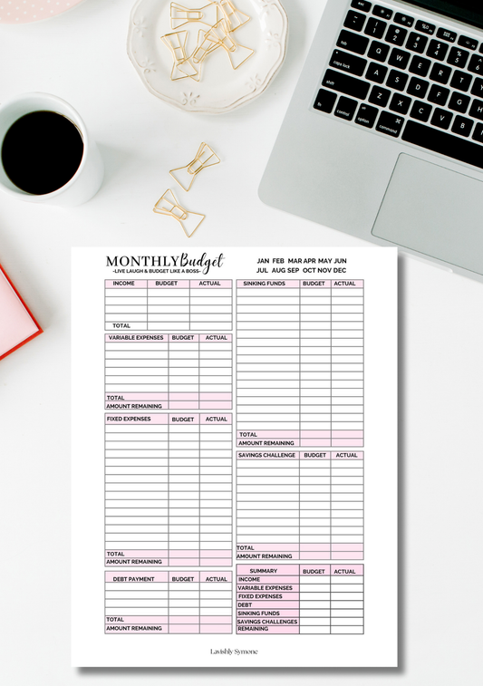 Monthly Budget Template | Digital Download