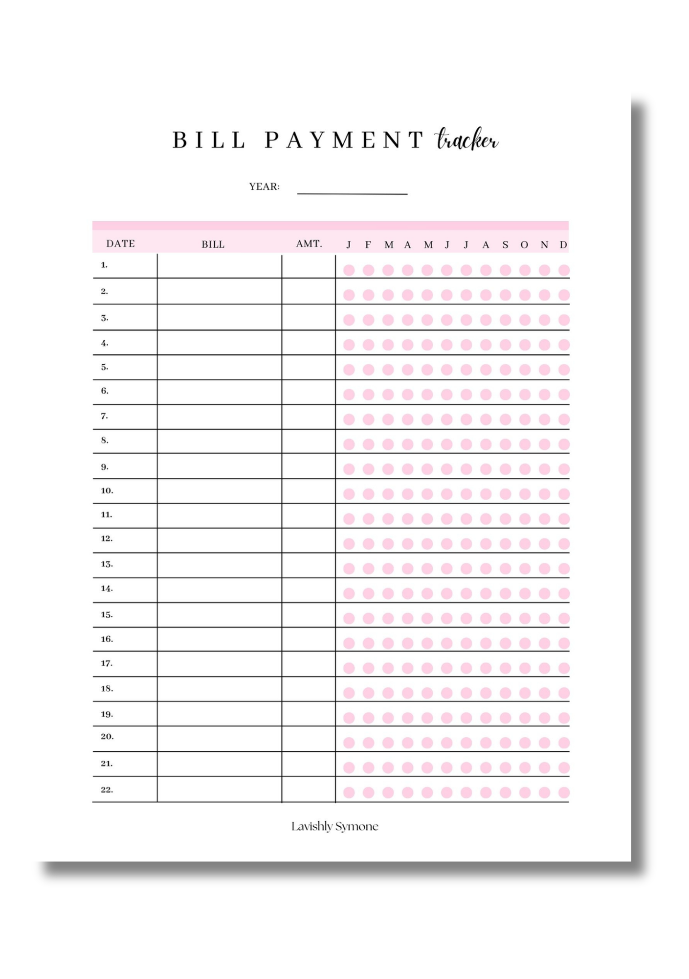 Bill Payment Tracker | Digital Download
