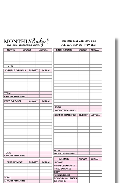 Monthly Budget Template | Digital Download