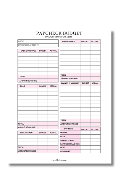 Paycheck Budget Template | Digital Download