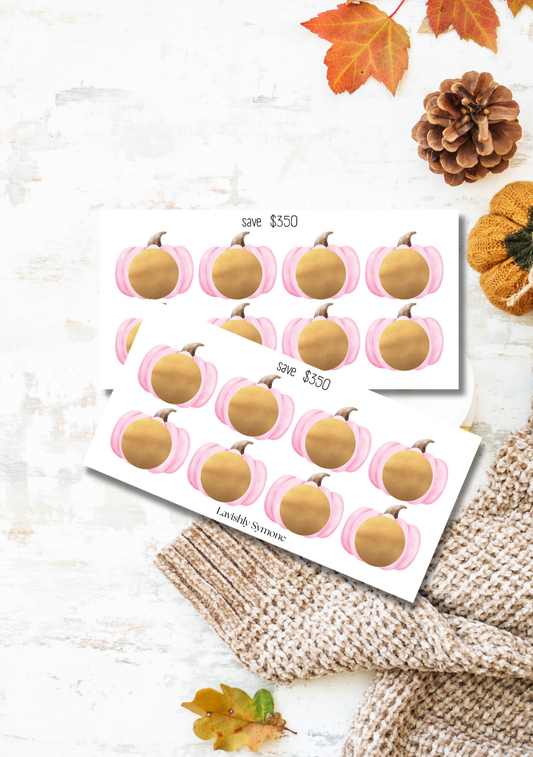 Save $350 | Cotton Pink Pumpkin Scratch off Saving Challenge